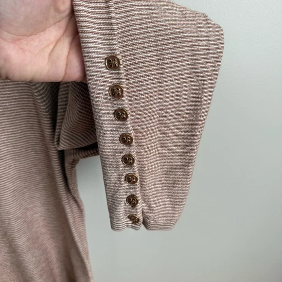 J. McLaughlin Large Jamey Brown Striped Crewneck Sweater VGUC - Picture 4 of 5